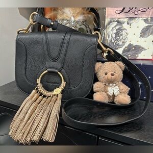 633. NWOT See By Chloé Hana Medium Black Leather and Tassels Crossbody Bag✨